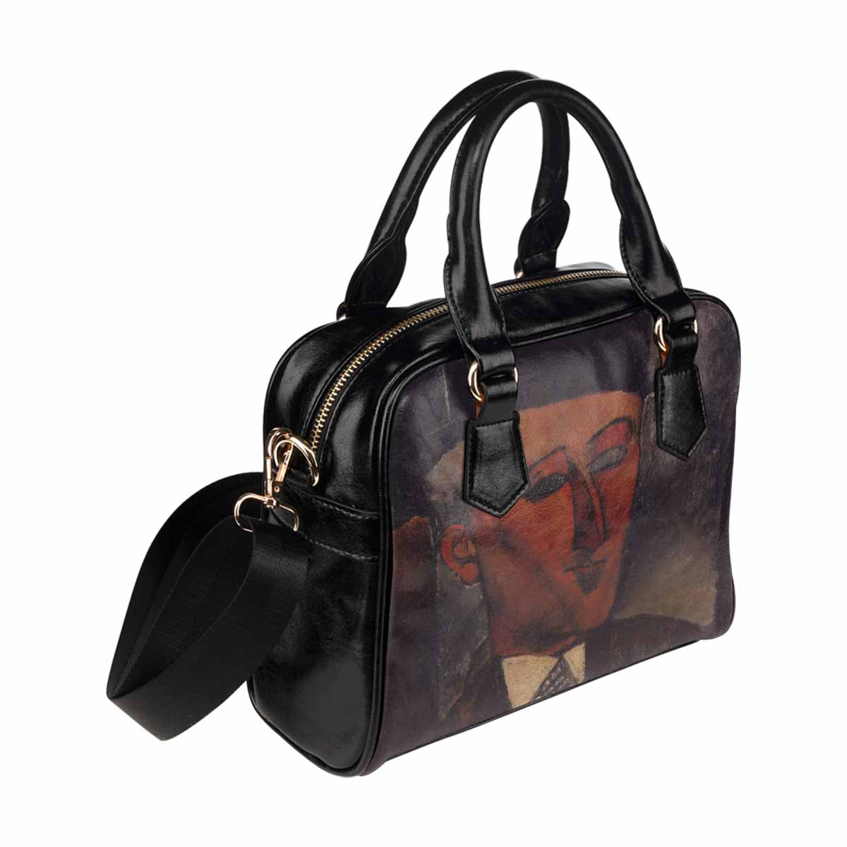 Shoulder PU Leather handbag, Modigliani design, choice of 2 colors, Max Jacob