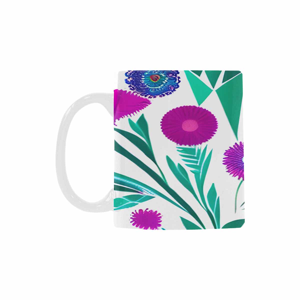 USA made Quality Mug, coffee mug, tea cup, Bright florals, Set 1, Design 136