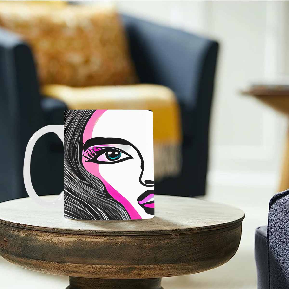 Coffee Mug, tea cup,caucasian Face, design 47