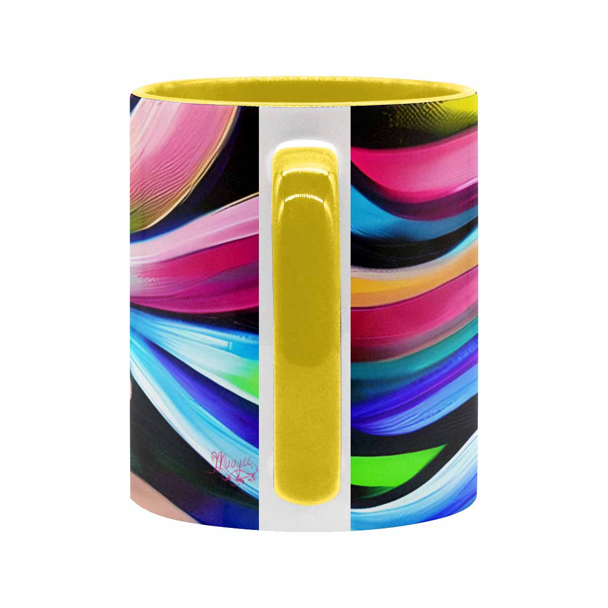 Coffee mug, tea cup, multicolor mug, caucasian type face, design 25