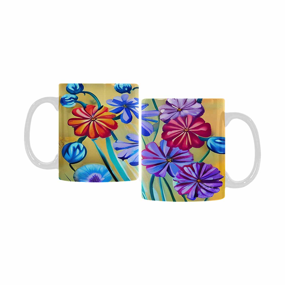 Quality Mug, coffee mug, tea cup, Bright florals, Set 1, Design 41