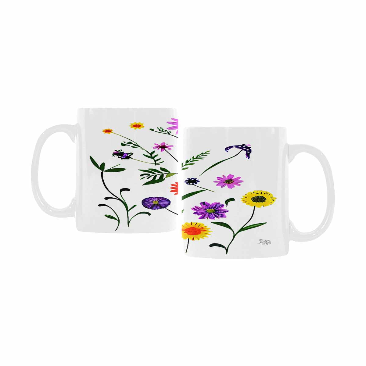 USA made Quality Mug, coffee mug, tea cup, Bright florals, Set 2, design 84