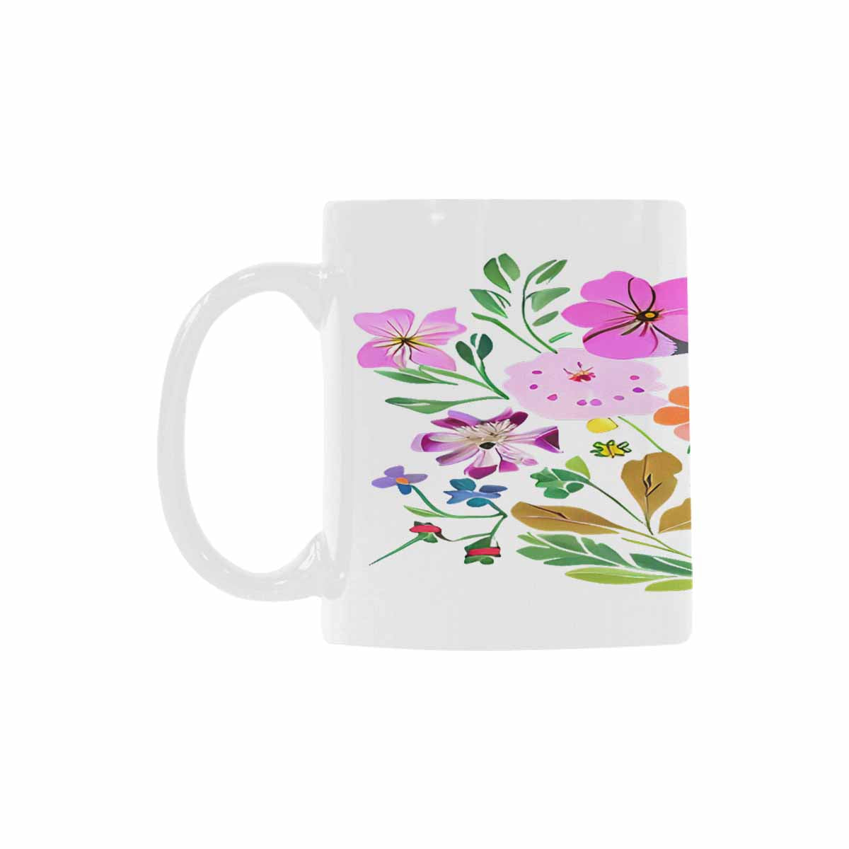 USA made Quality Mug, coffee mug, tea cup, Bright florals, Set 2, design 85