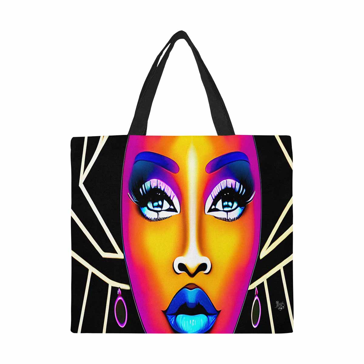 Canvas tote bag, Large, Black Faces, Set 1, design 2