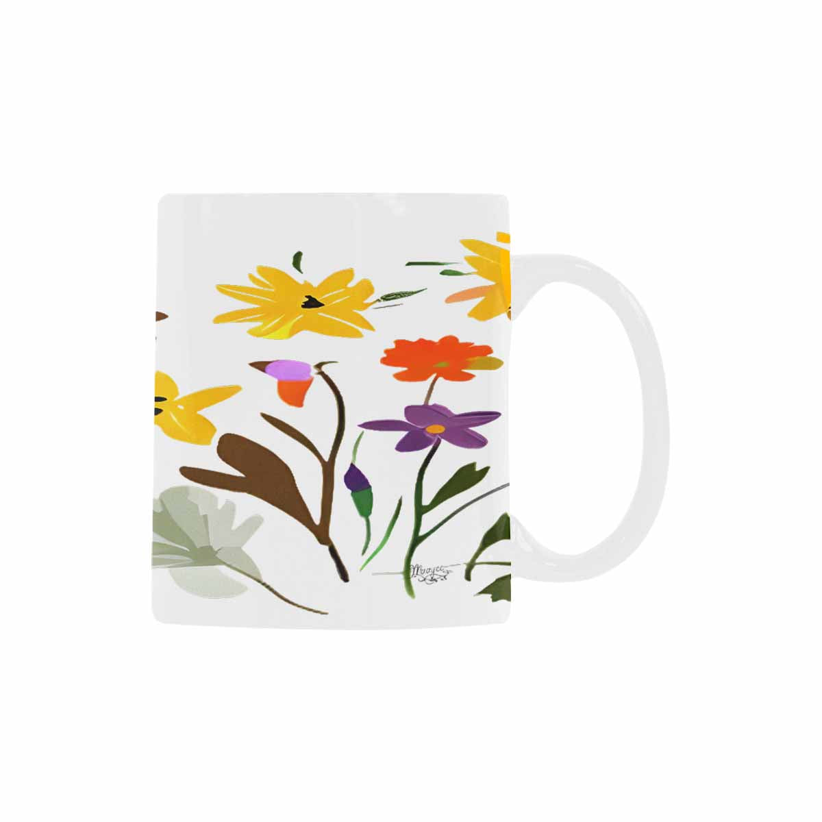 USA made Quality Mug, coffee mug, tea cup, Bright florals, Set 2, design 90