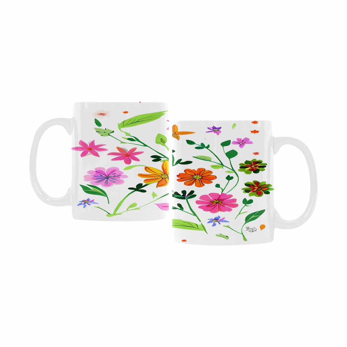 USA made Quality Mug, coffee mug, tea cup, Bright florals, Set 2, design 67