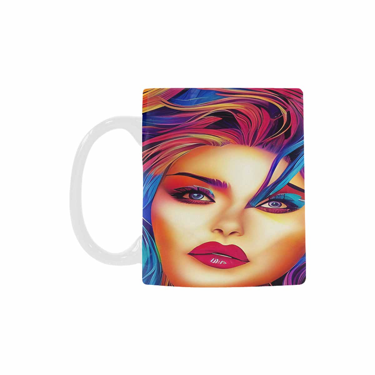 USA, Color Coffee Mug, tea cup, caucasian Face, design 33