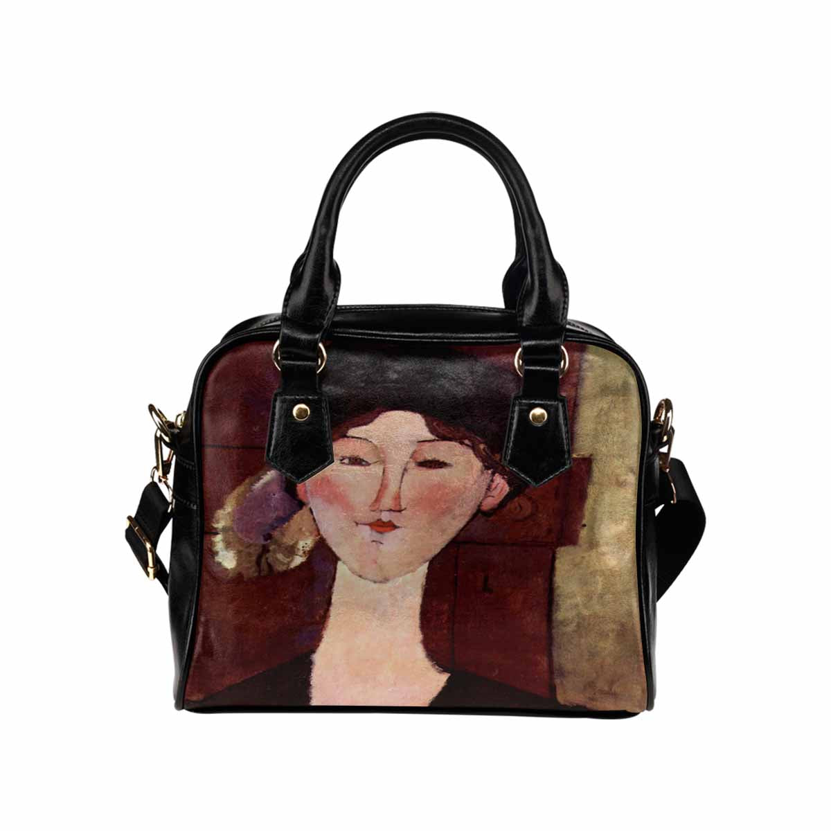 Shoulder PU Leather handbag, Modigliani design, choice of 2 colors, Portrait of Beatrice Hastings