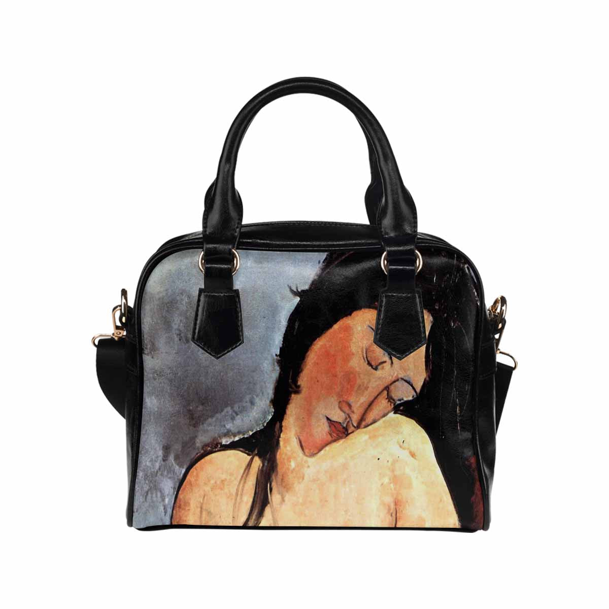 Shoulder PU Leather handbag, Modigliani design, choice of 2 colors, Nude female