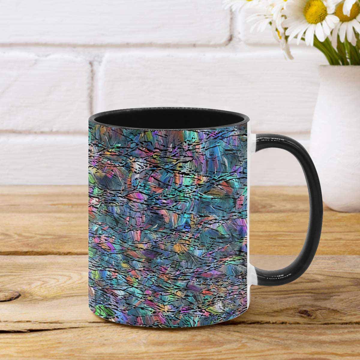 Coffee Mug, tea cup, black core, abstract, design 54