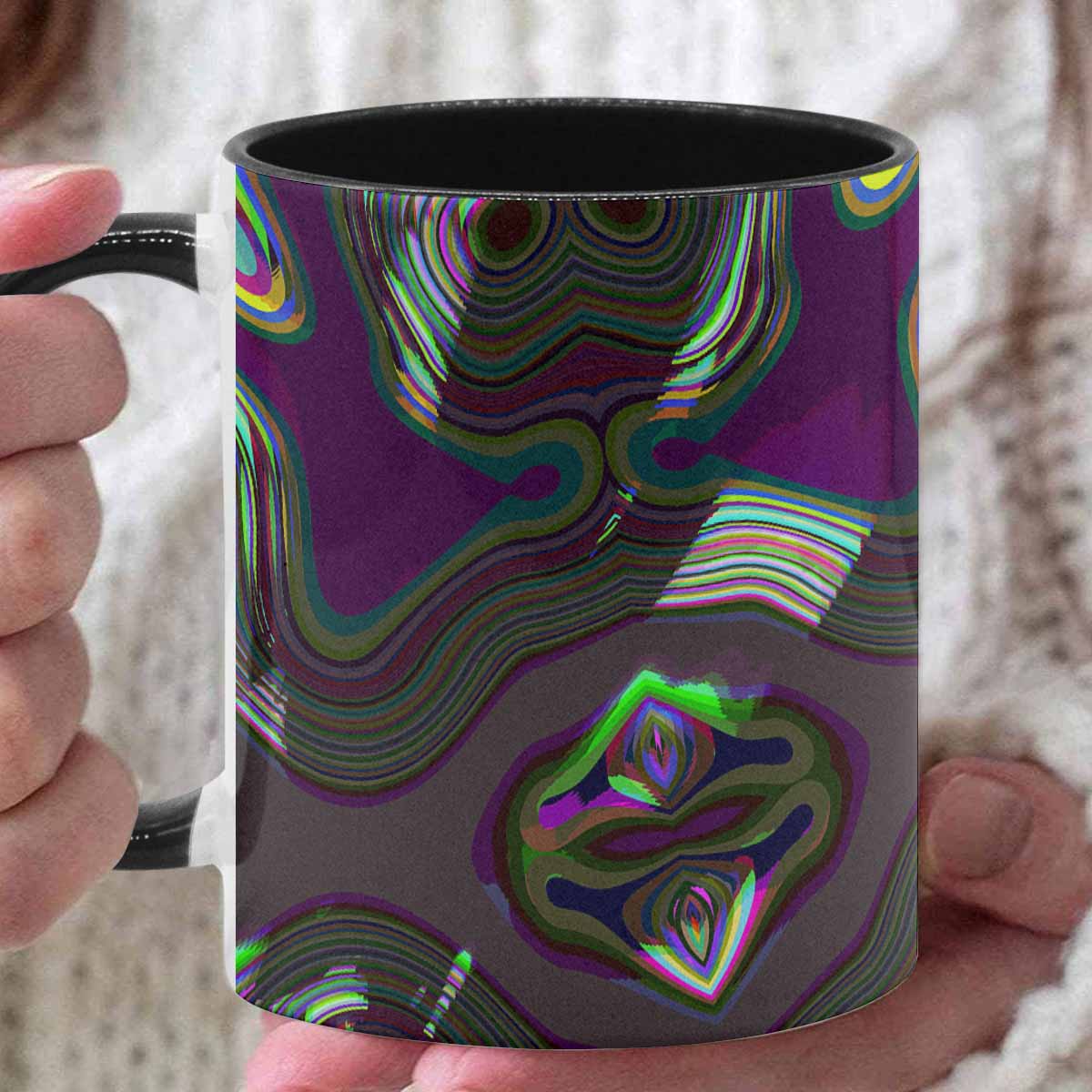 Coffee Mug, tea cup, black core, abstract, design 57