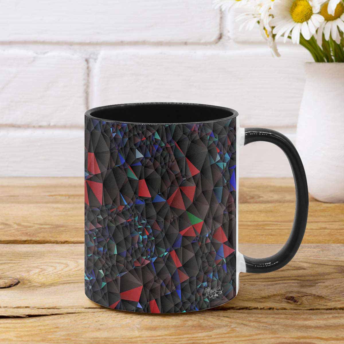 Coffee Mug, tea cup, black core, abstract, design 72