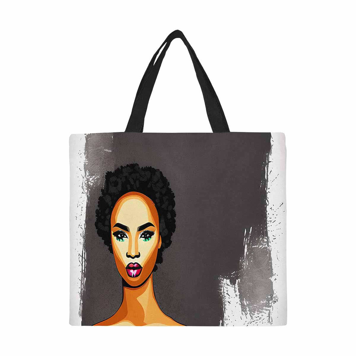 Canvas tote bag, Large, Black Faces, Set 1, design 38