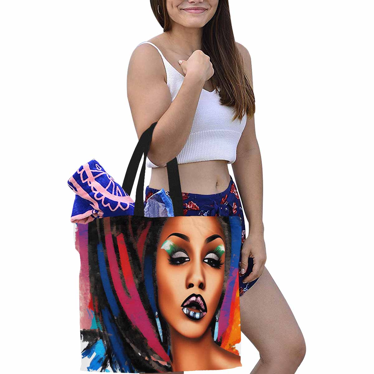 Canvas tote bag, Large, Black Faces, Set 1, design 10