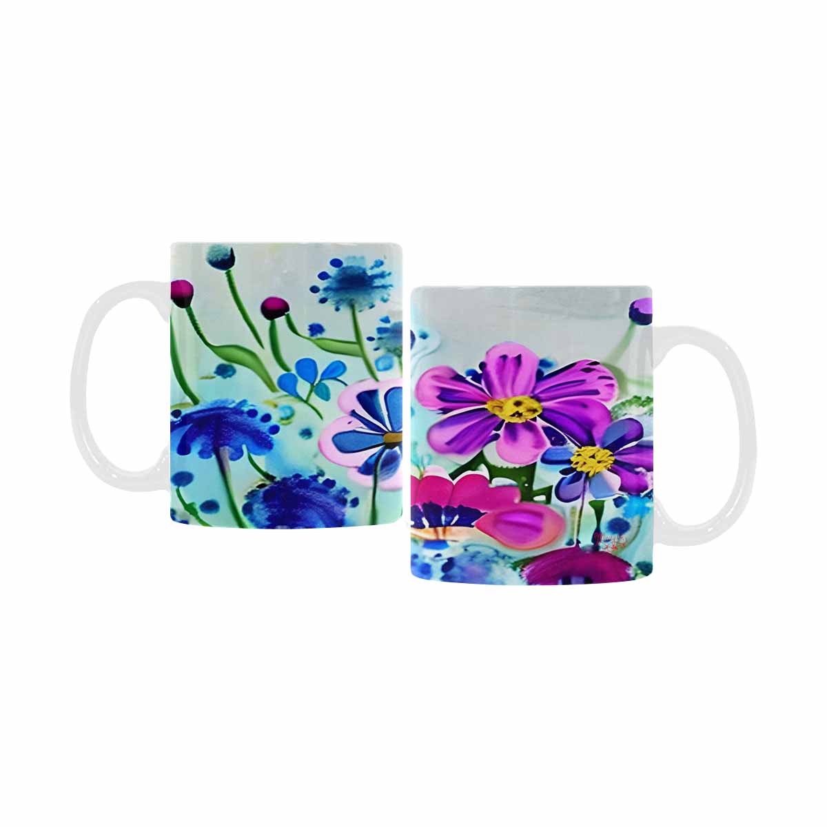 USA made Quality Mug, coffee mug, tea cup, Bright florals, Set 1, Design 150