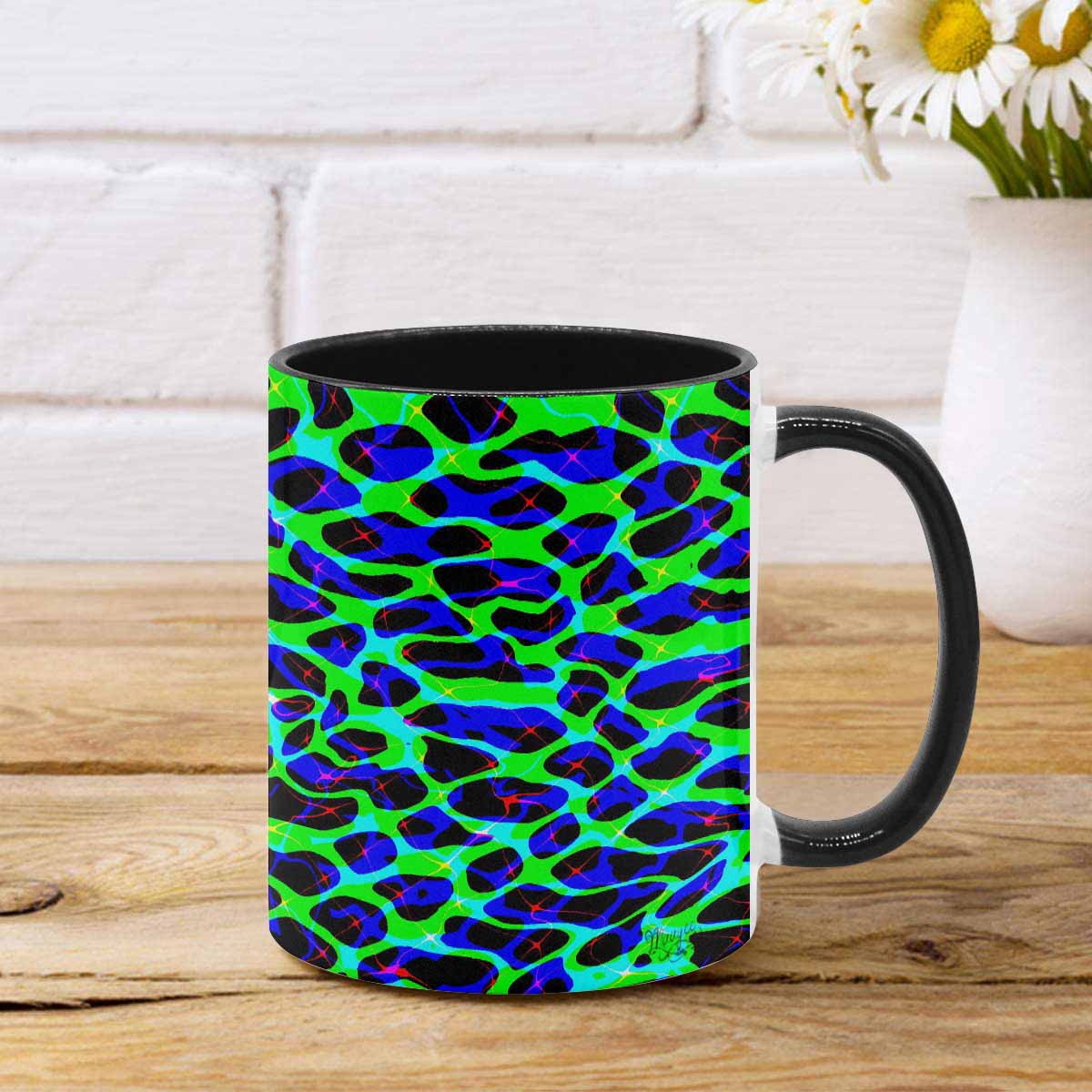 Coffee Mug, tea cup, black core, abstract, design 2