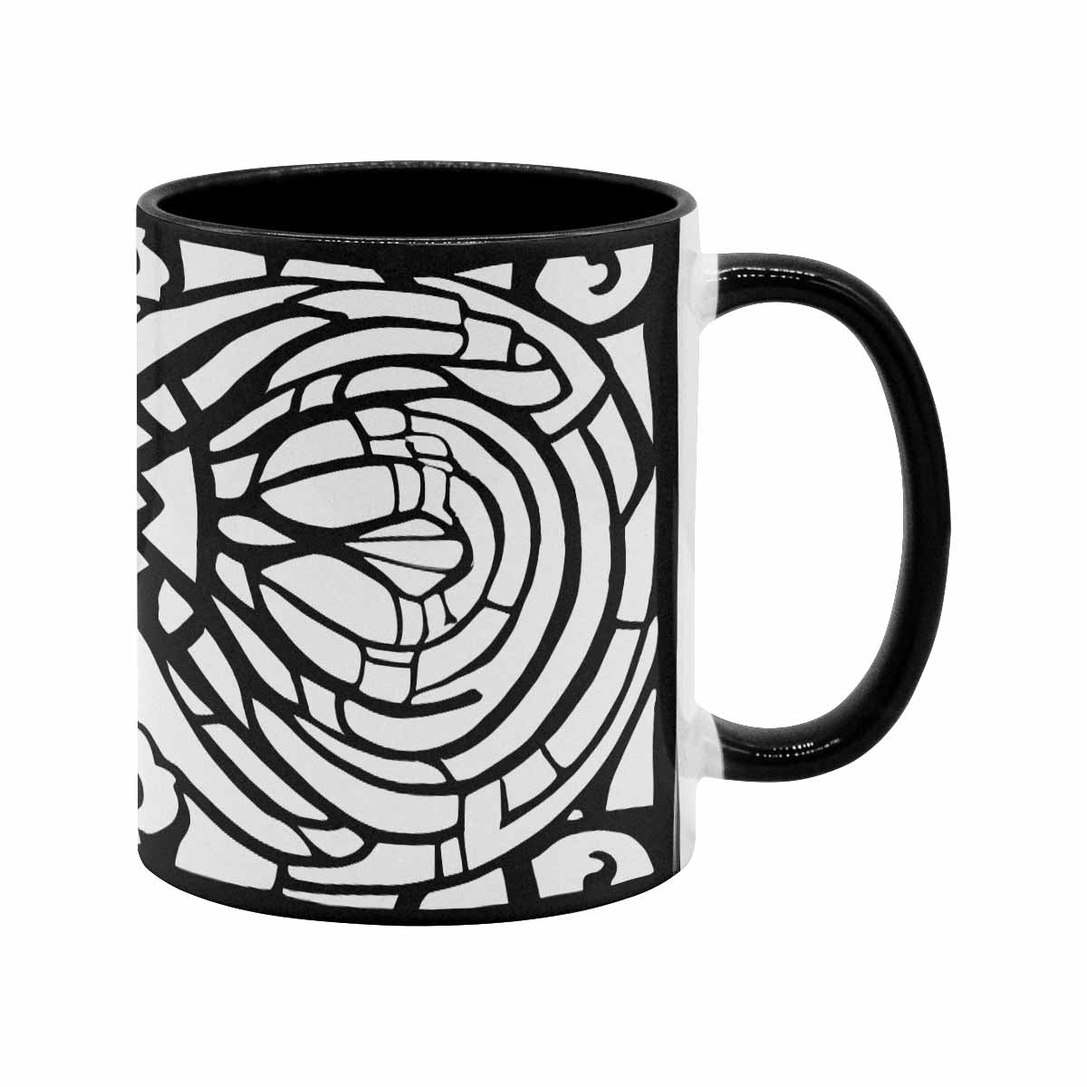 Coffee Mug, tea cup, black core, abstract, design 28