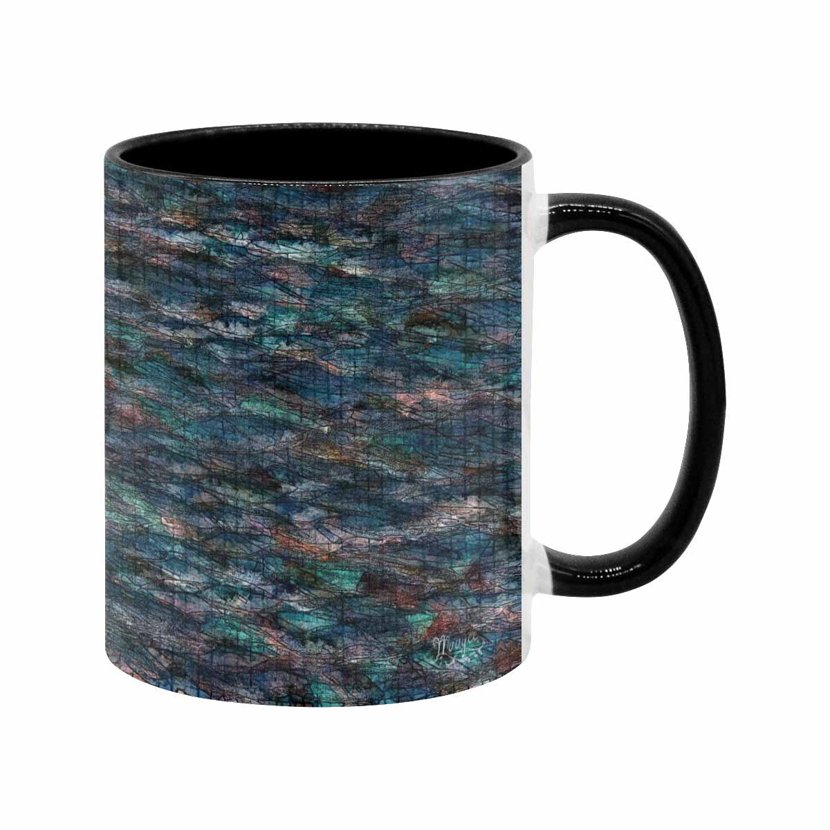 Coffee Mug, tea cup, black core, abstract, design 47