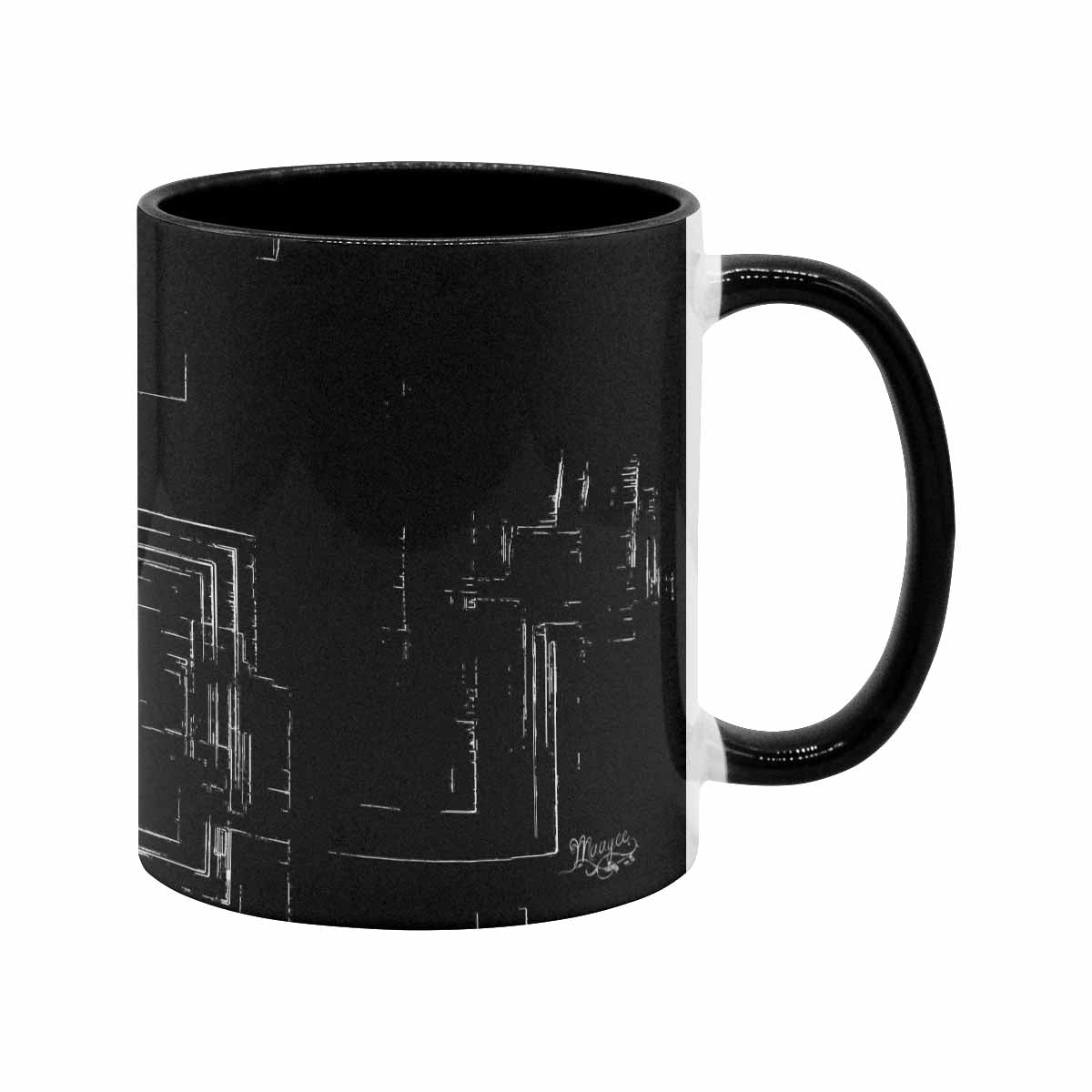 Coffee Mug, tea cup, black core, abstract, design 68