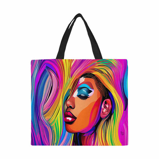 Canvas tote bag, Large, Black Faces, Set 1, design 27